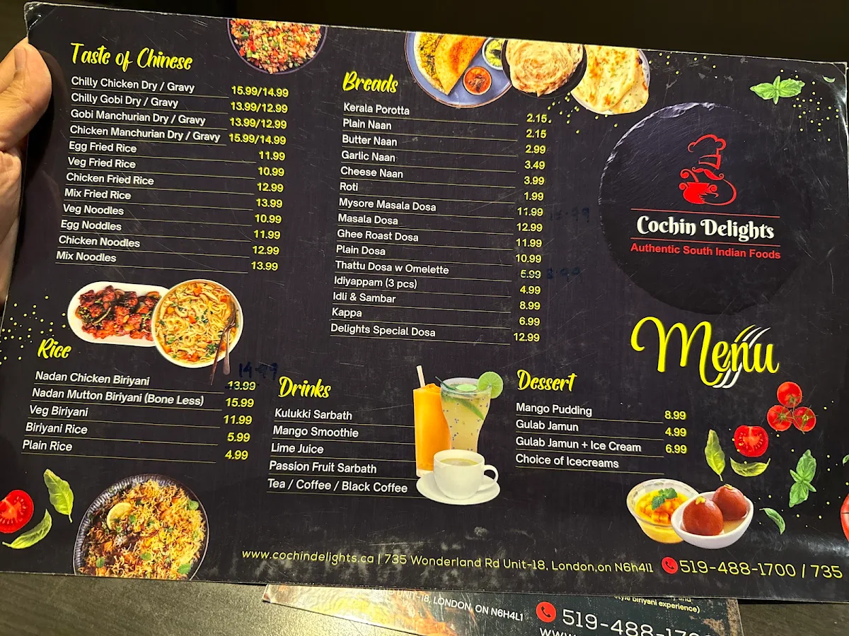 Menu, Cochin Delights