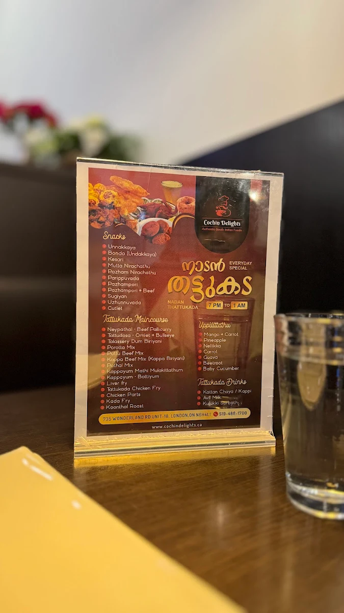 Menu, Cochin Delights