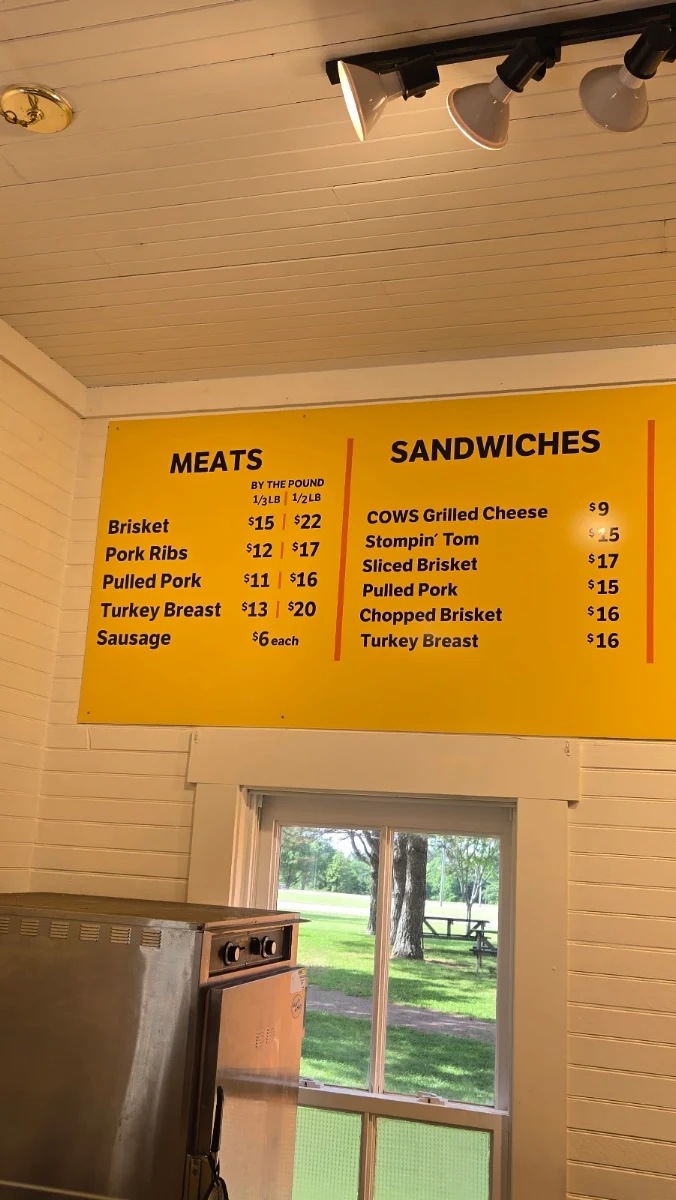 Menu, Moo Moo BBQ - Avonlea Village