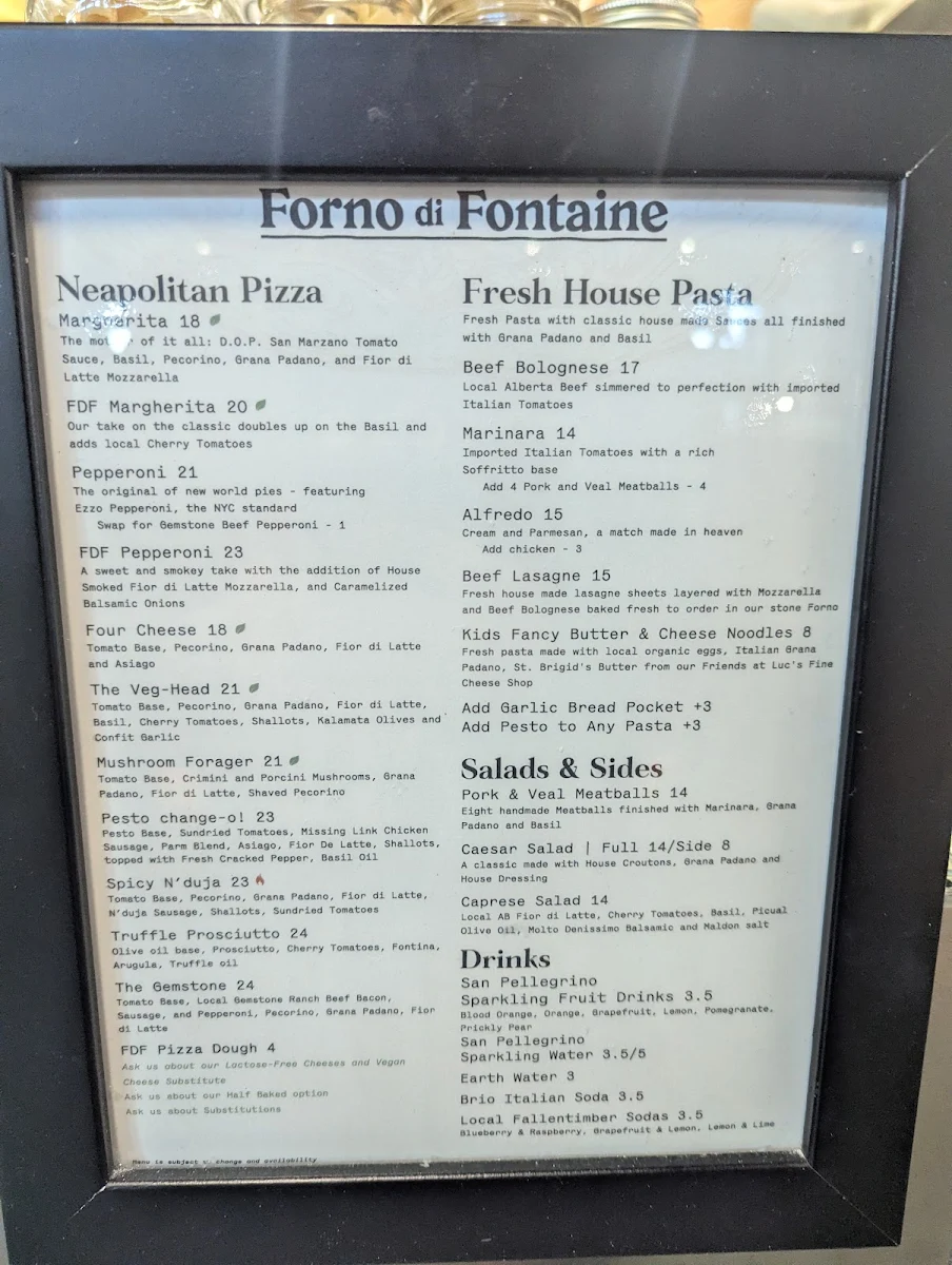 Menu, Forno di Fontaine