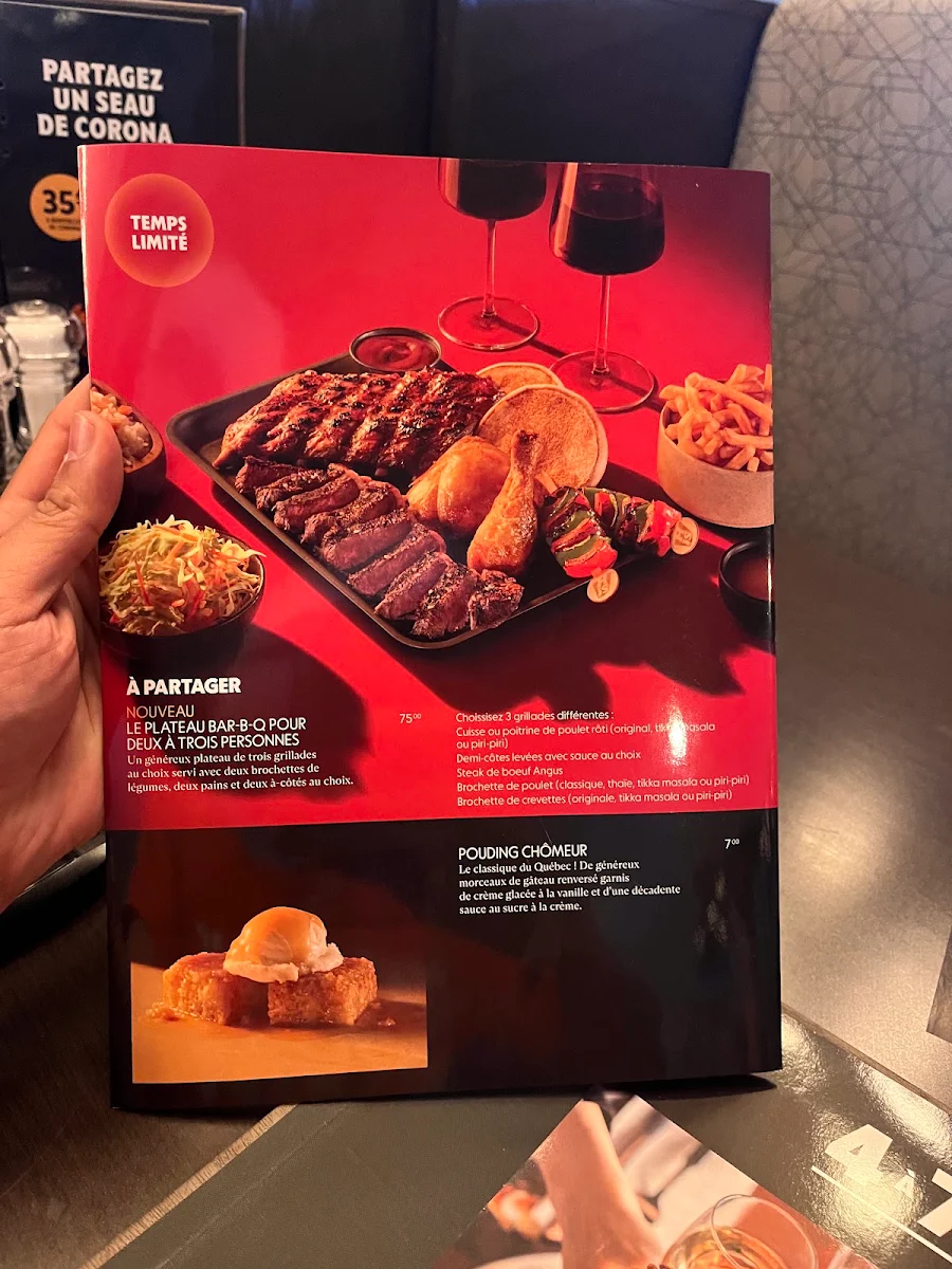 Menu, Rôtisserie St-Hubert