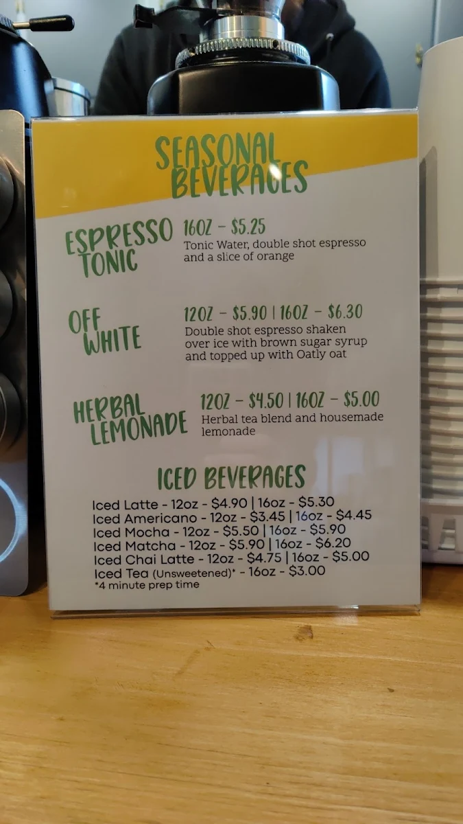 Menu, Vine Coffee Roasters