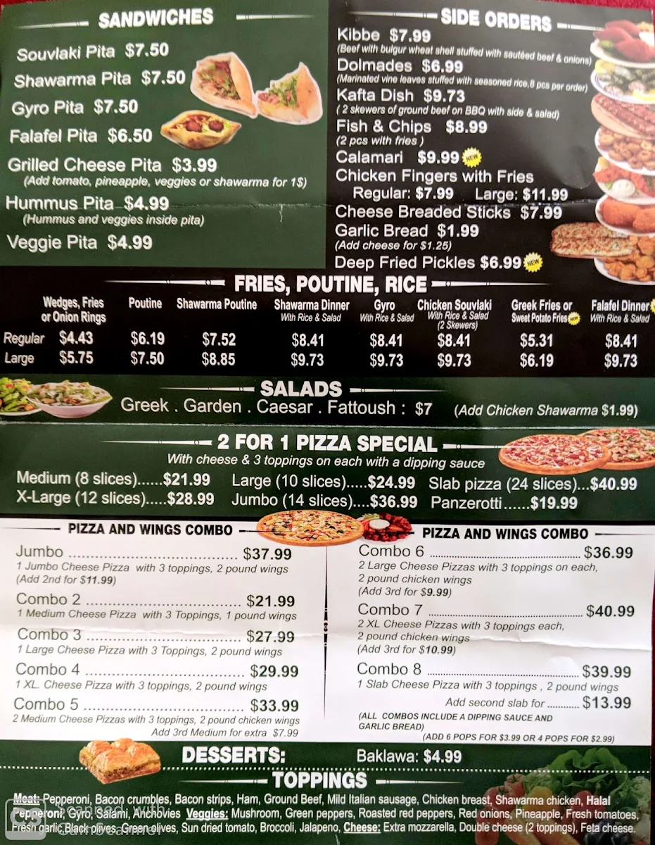 Menu, Fruitland Pizza & Grill