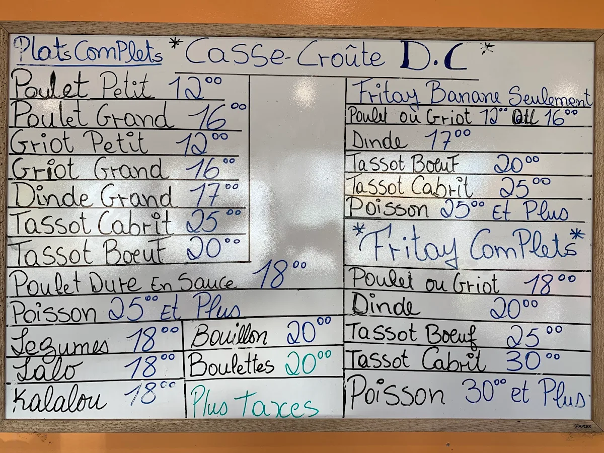 Menu, Casse-Croûte D.C.