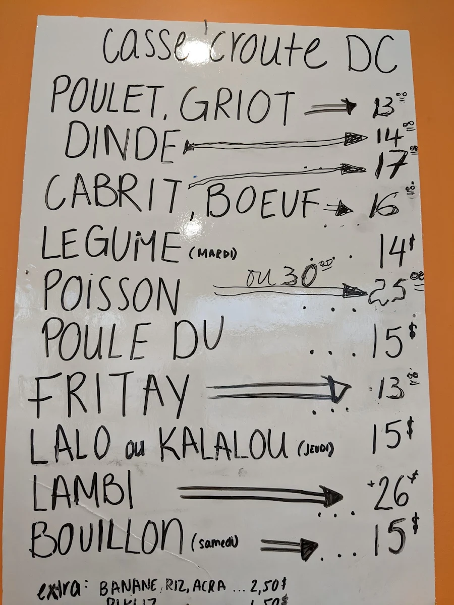 Menu, Casse-Croûte D.C.