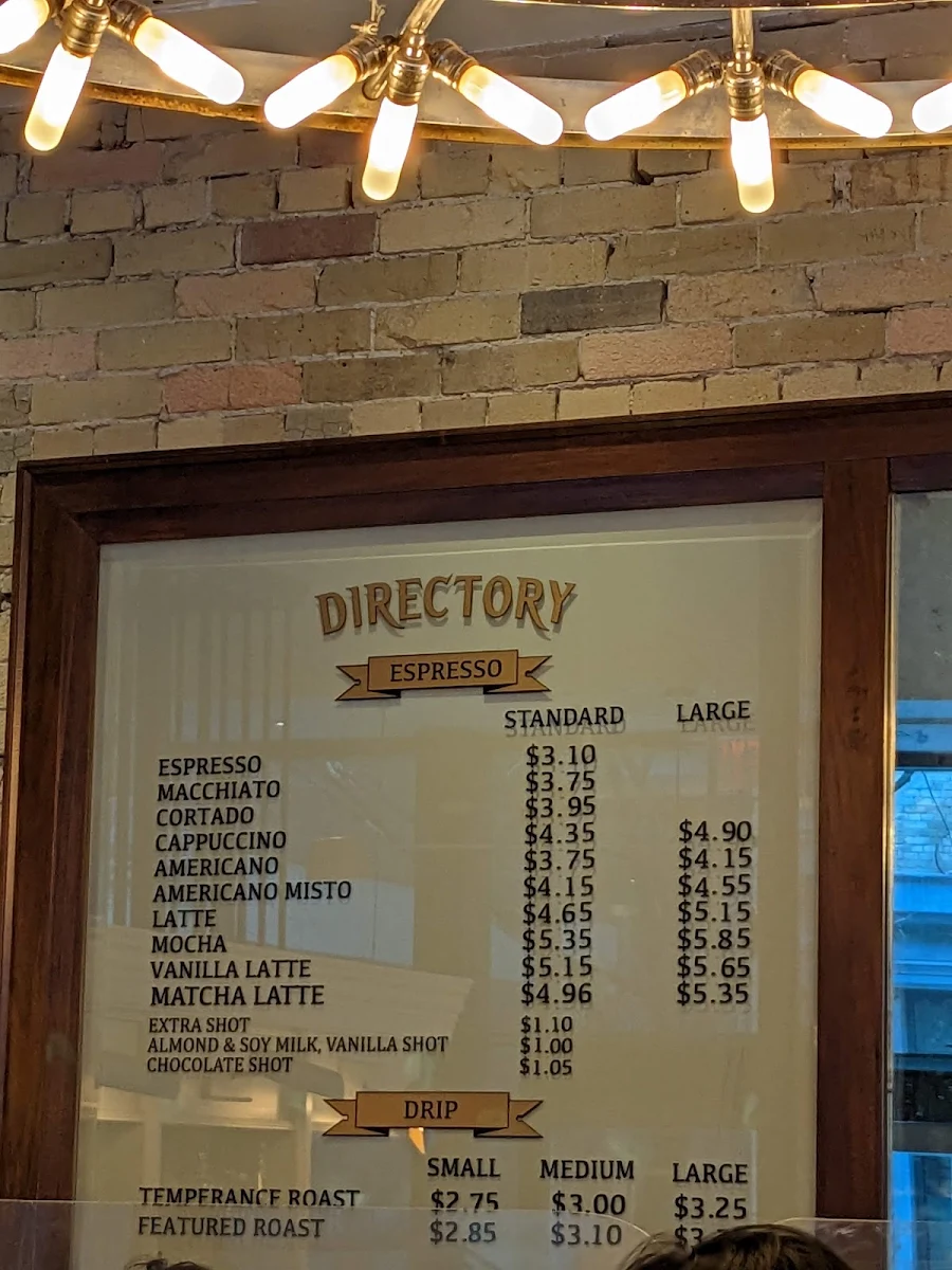 Menu, Dineen Coffee Co.