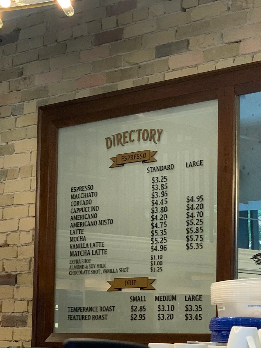 Menu, Dineen Coffee Co.