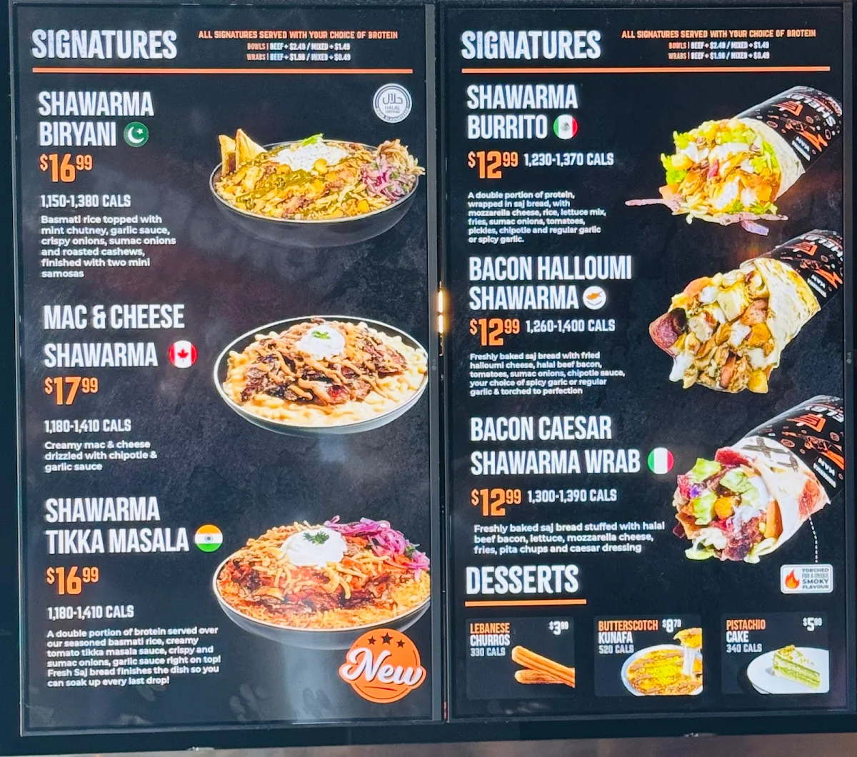 Menu, Shelby's Legendary Shawarma