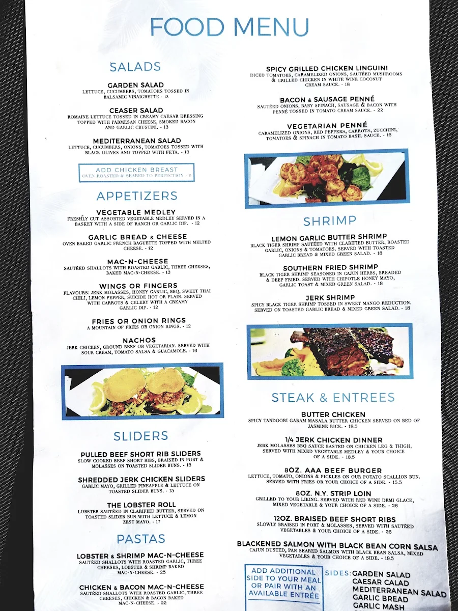 Menu, Aquário Beach Club