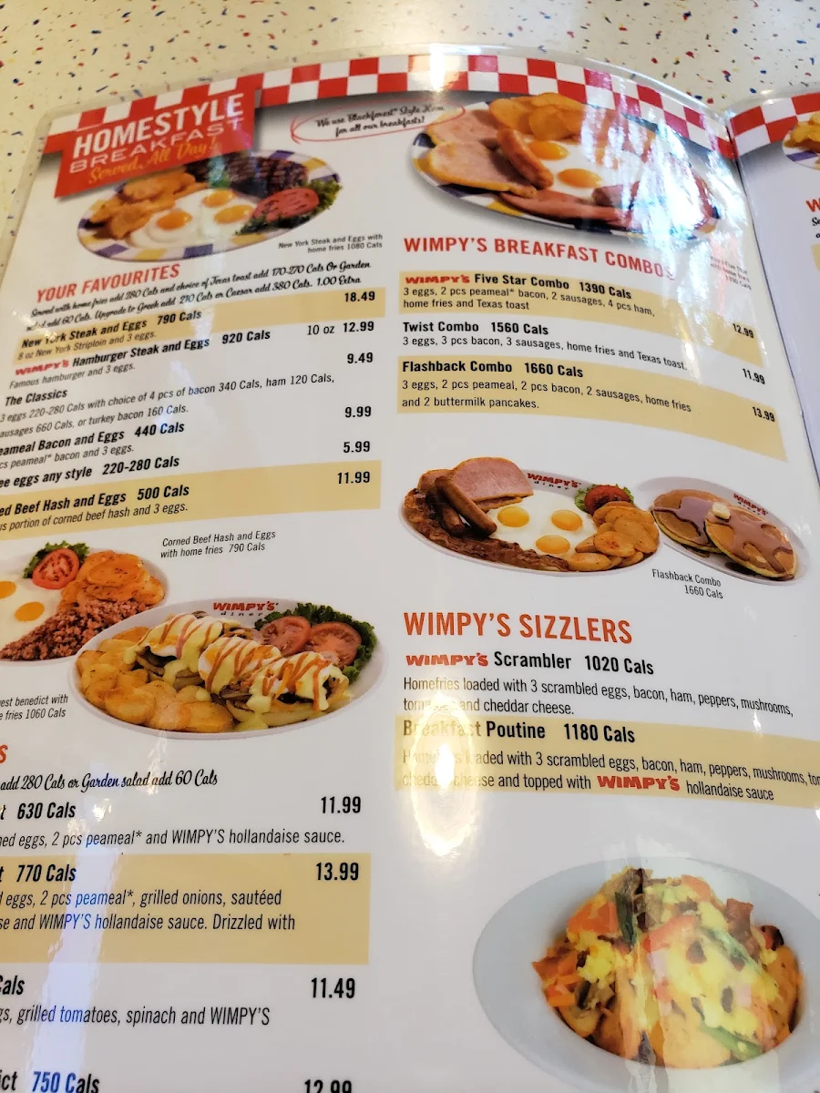 Menu, Wimpy's Diner