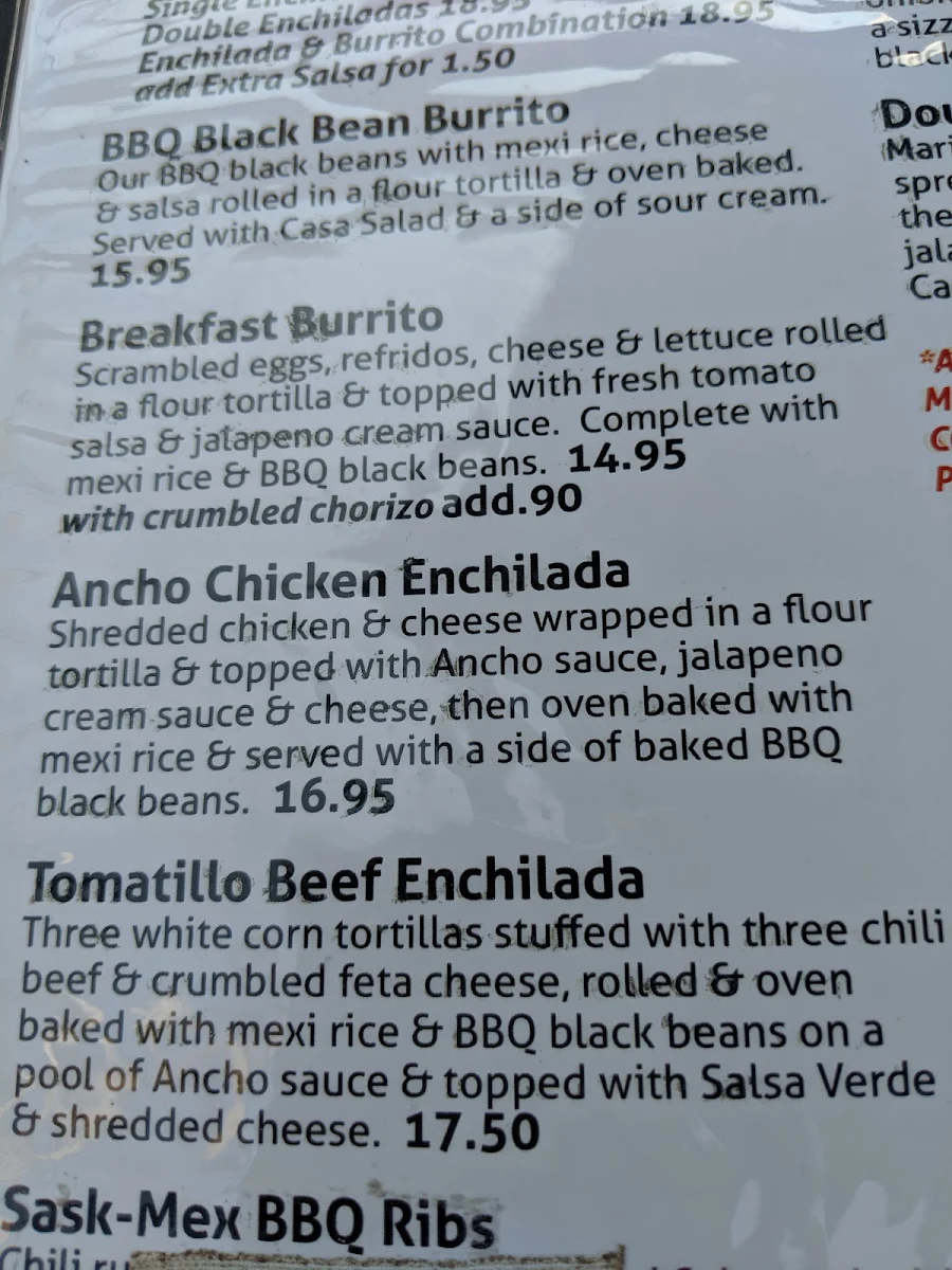 Menu, Amigos Cantina