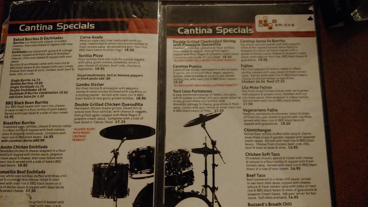 Menu, Amigos Cantina