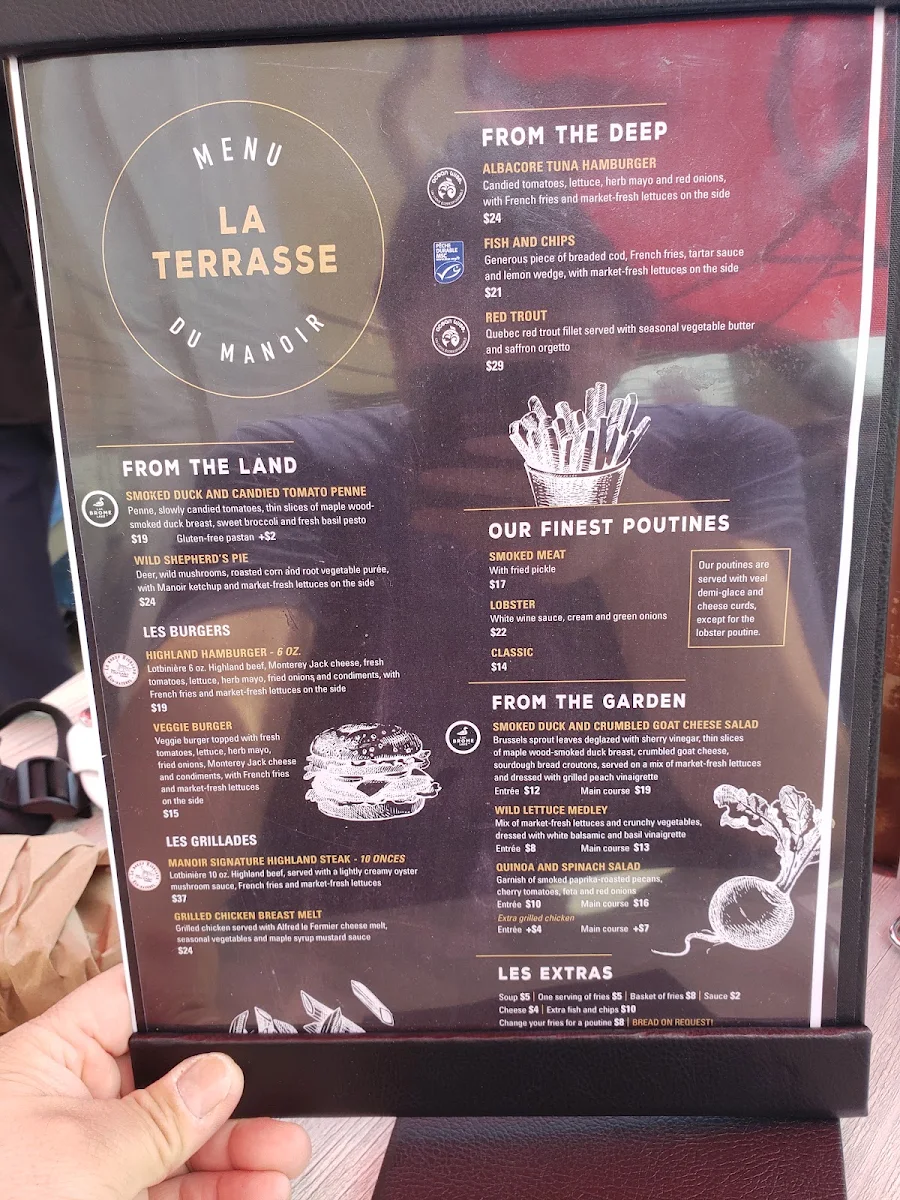 Menu, Restaurant-Terrasse Du Manoir