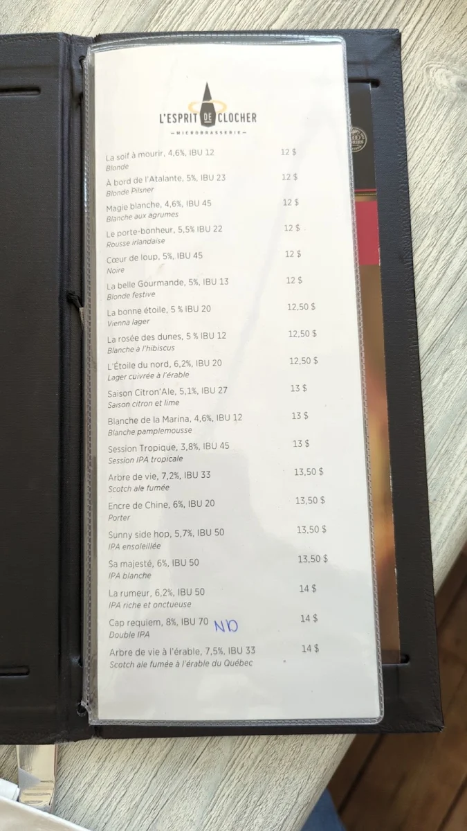 Menu, Restaurant-Terrasse Du Manoir