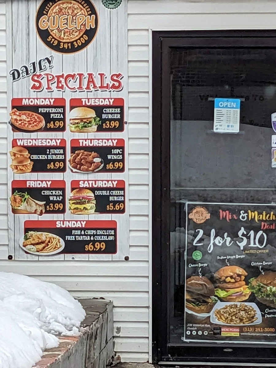 Menu, Guelph Pizza Wings Burgers