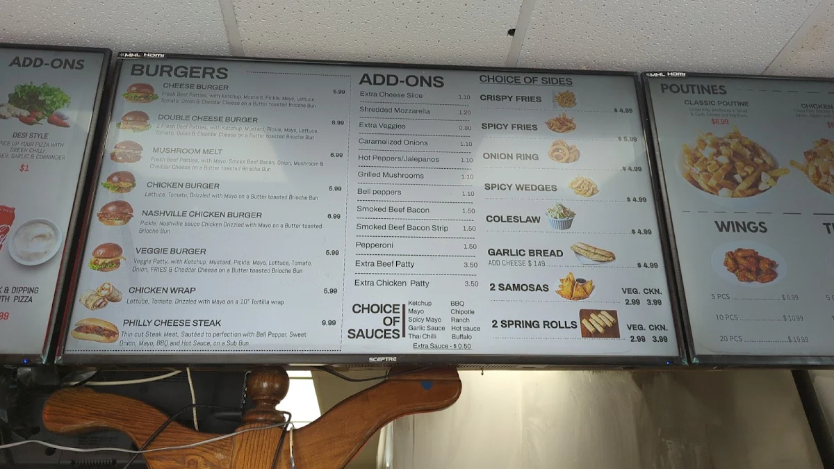 Menu, Guelph Pizza Wings Burgers