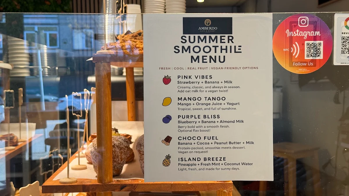 Menu, Amberdo Cafe and Bakery