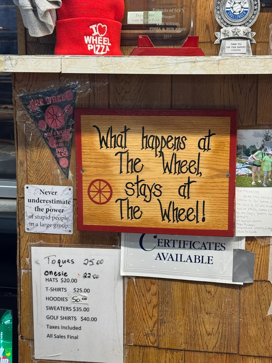 Menu, The Wheel Pizza & Sub Shop