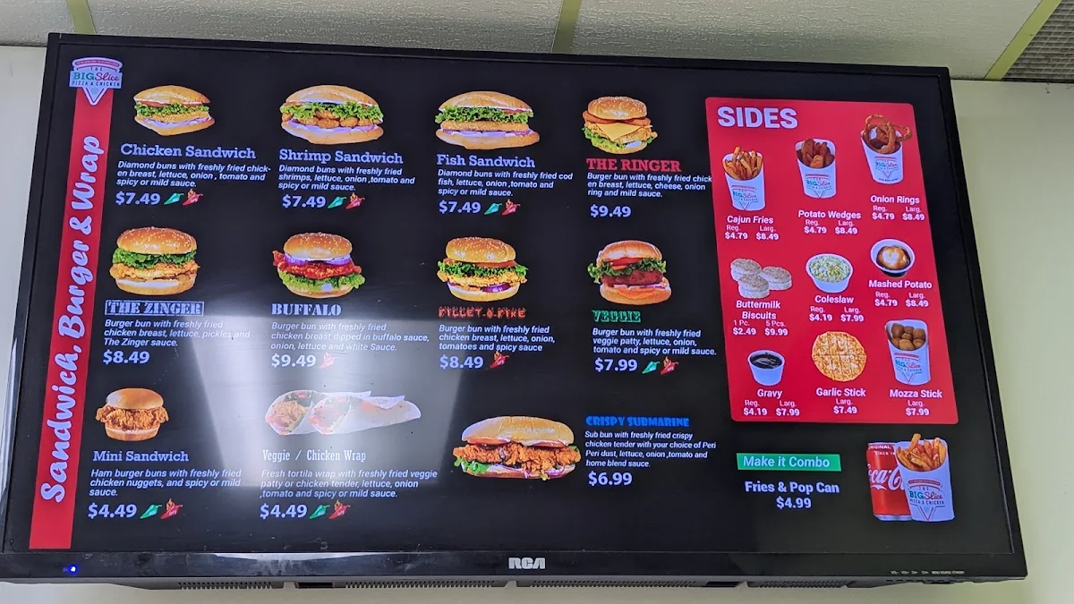 Menu, The Big Slice Pizza & Chicken