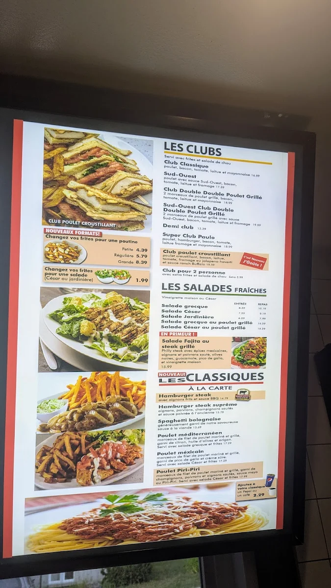 Menu, Restaurant Paulo & Suzanne