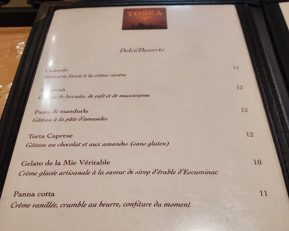 Menu, Tosca