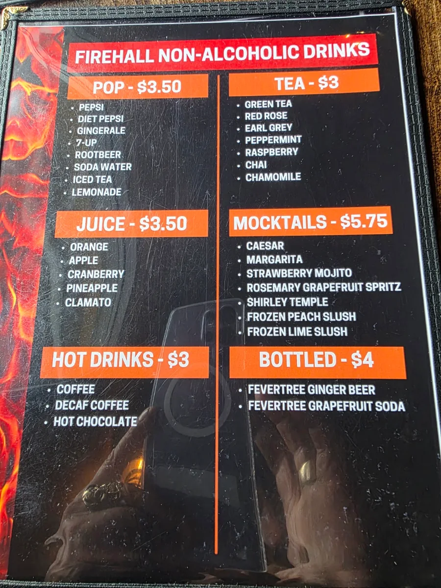 Menu, Firehall Bistro
