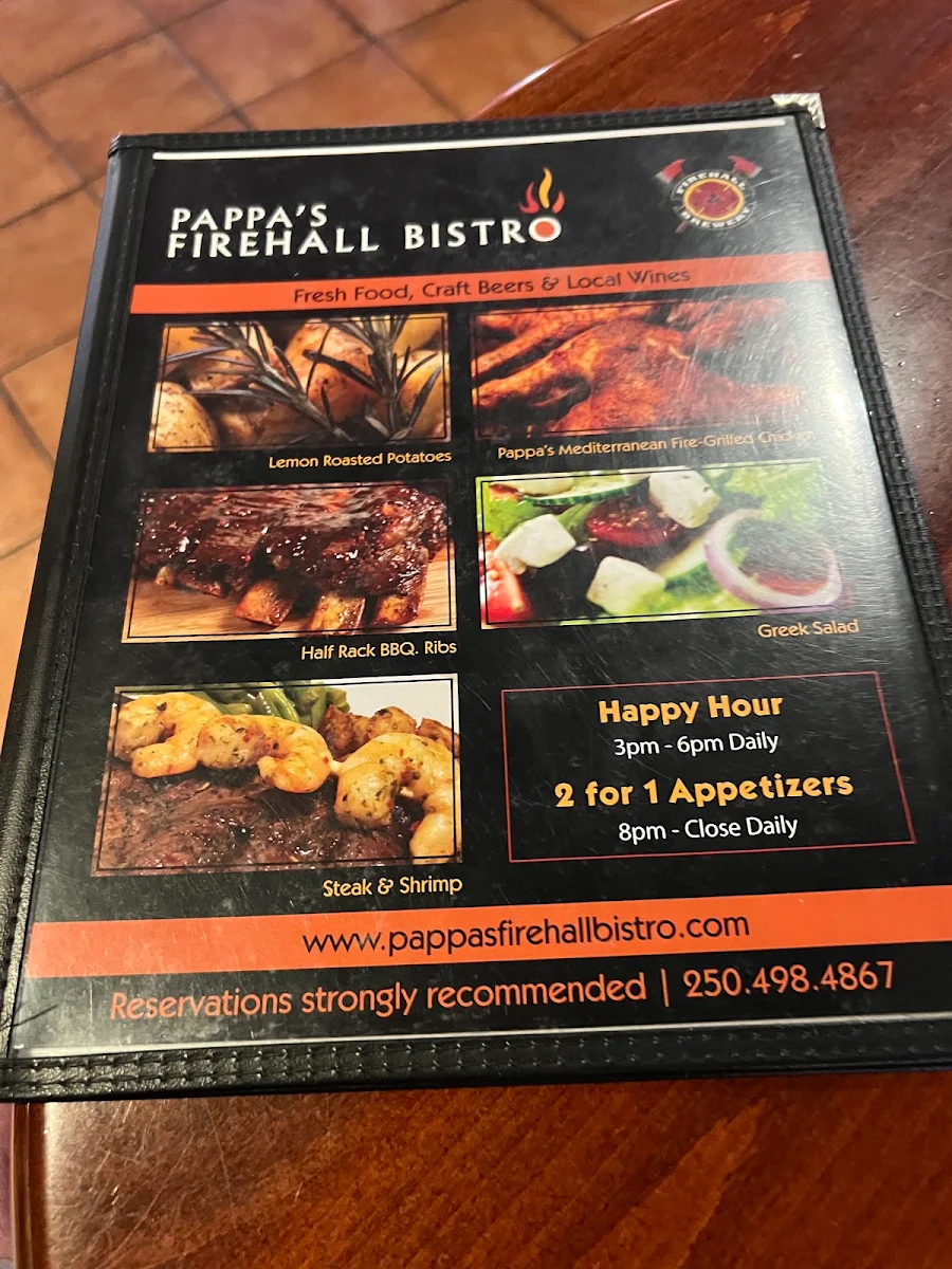 Menu, Firehall Bistro