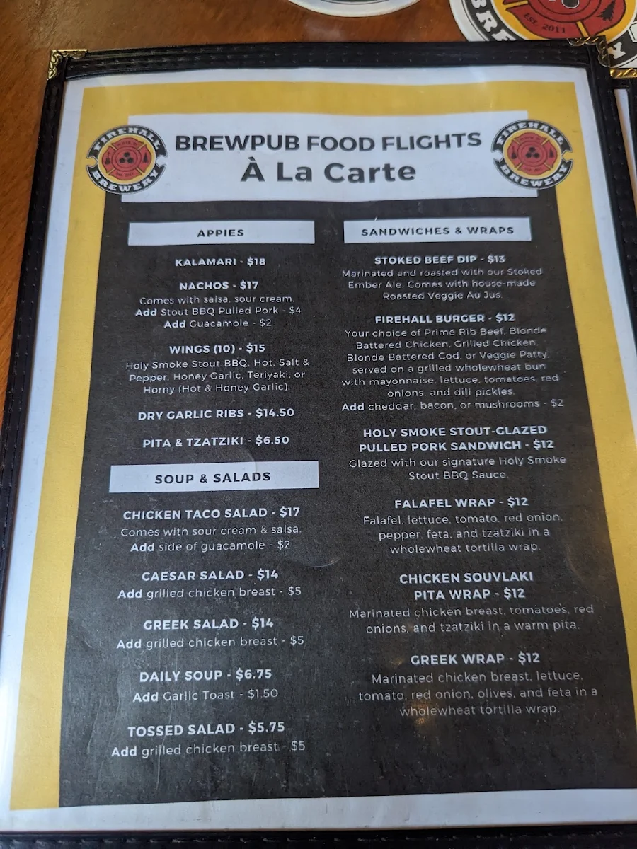 Menu, Firehall Bistro