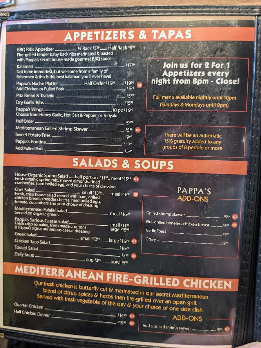 Menu, Firehall Bistro