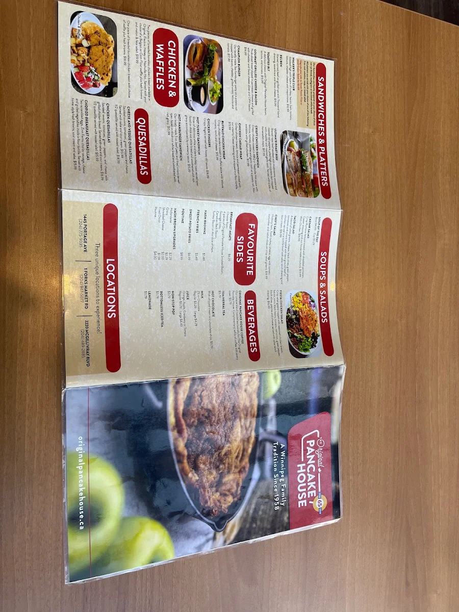 Menu, The Original Pancake House