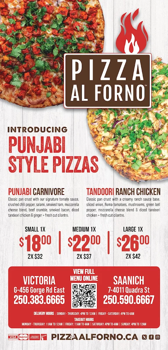 Menu, Pizza Al Forno