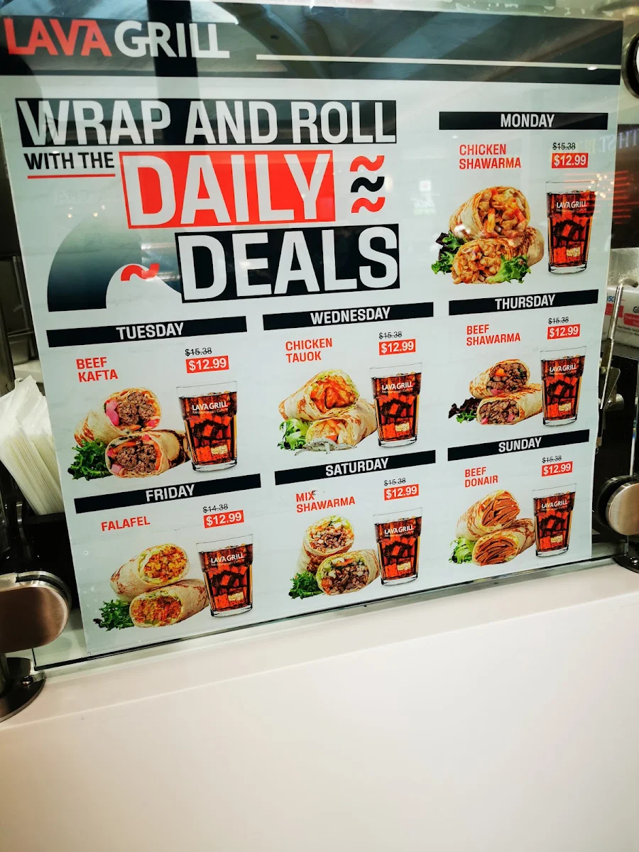 Menu, Lava Grill
