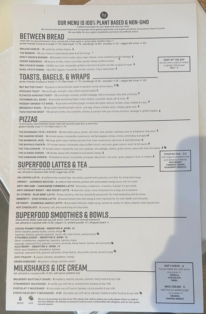 Menu, Sprouted Oven