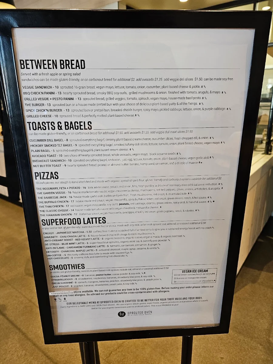 Menu, Sprouted Oven