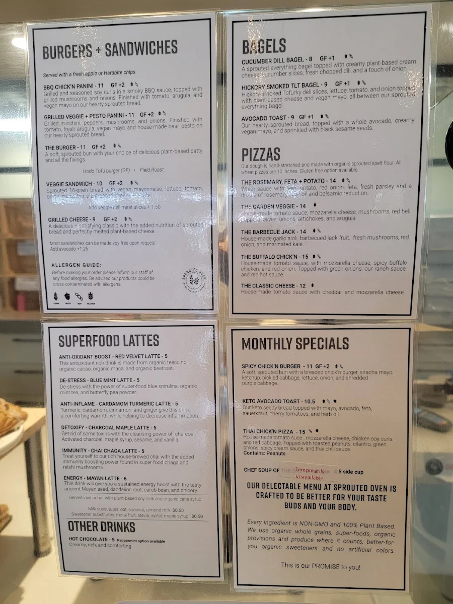 Menu, Sprouted Oven