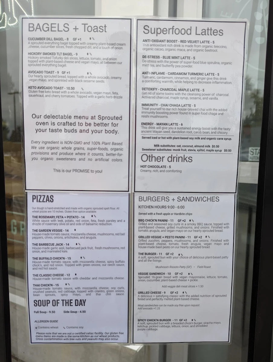 Menu, Sprouted Oven