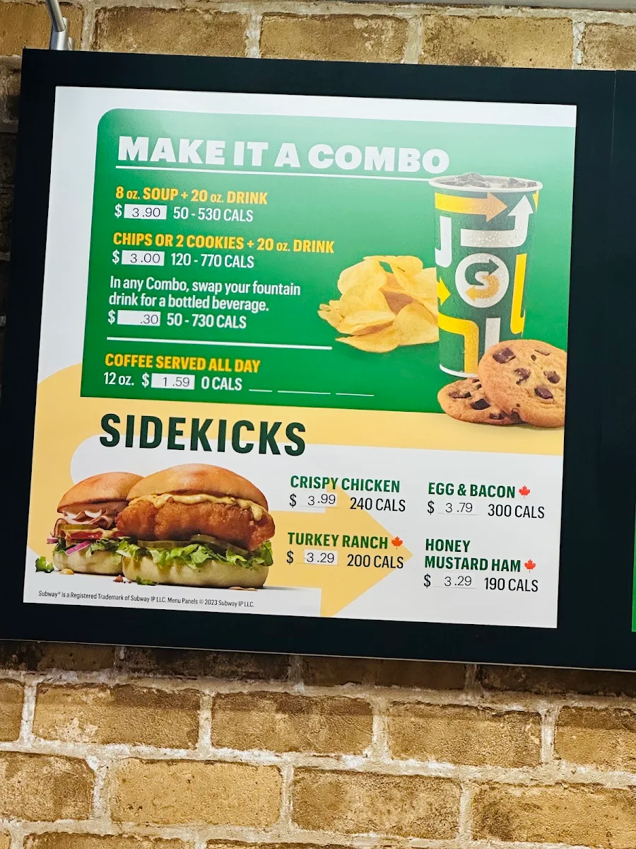 Menu, Subway