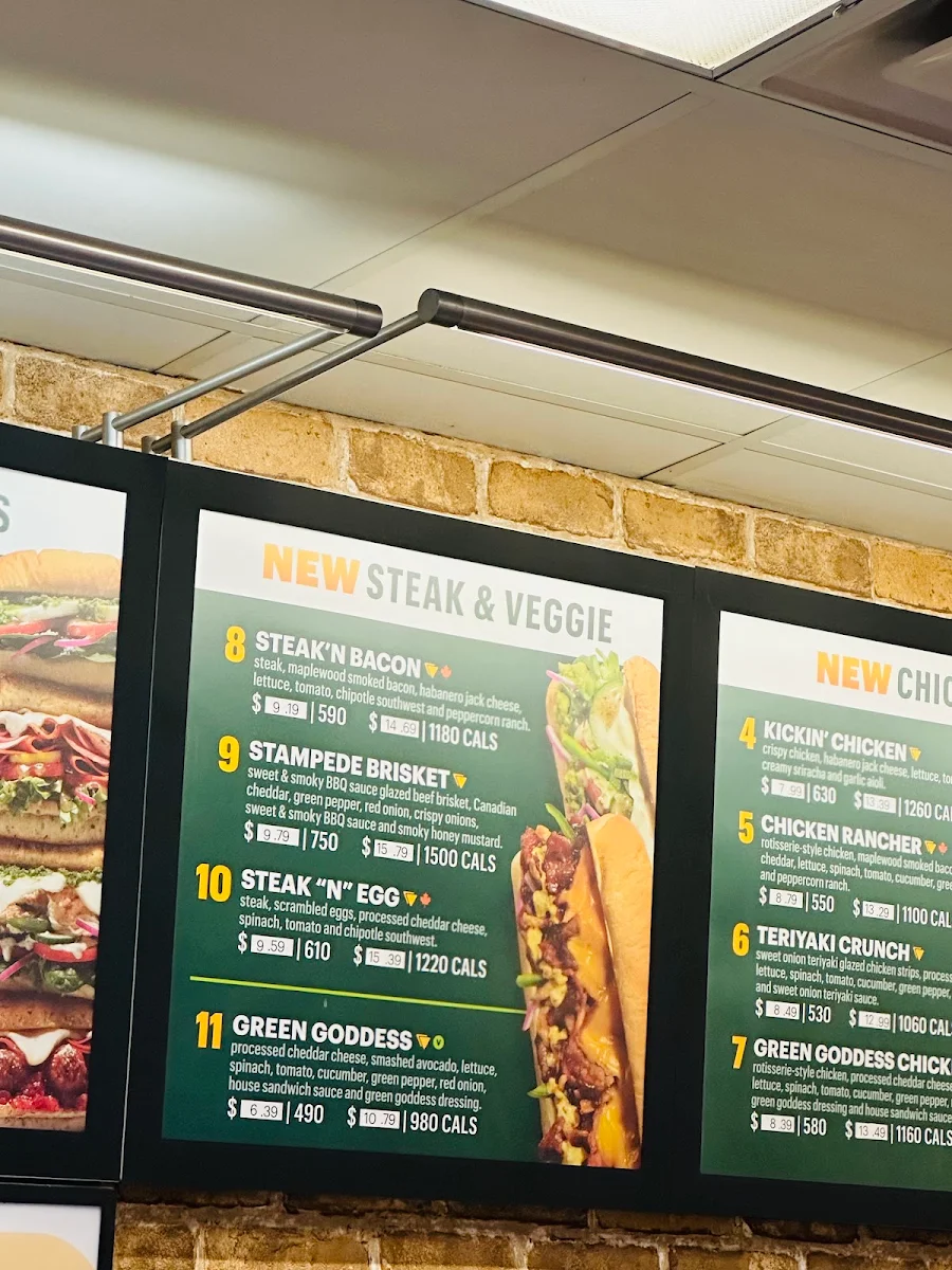 Menu, Subway
