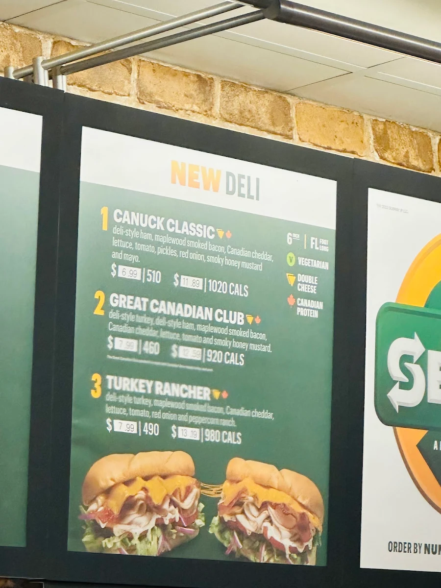Menu, Subway