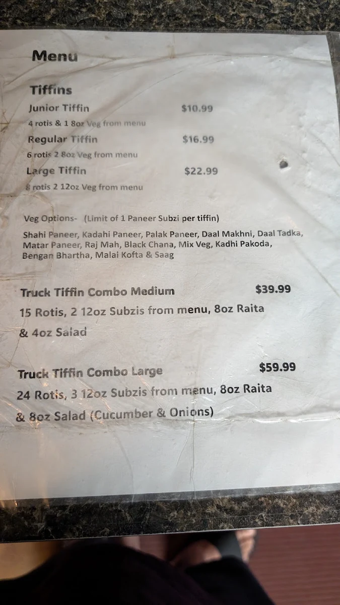 Menu, Paratha Point Restaurant