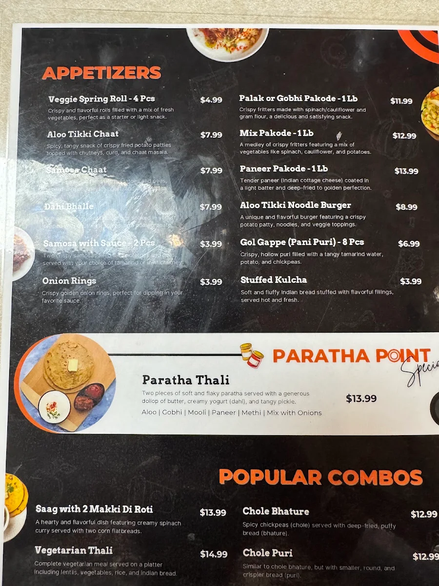 Menu, Paratha Point Restaurant