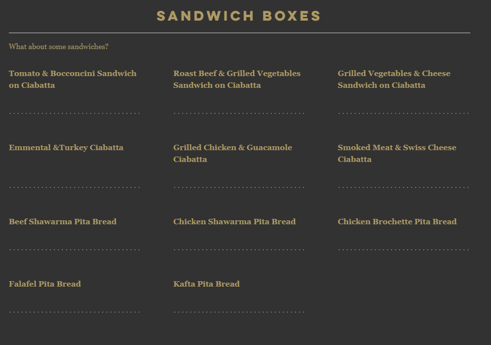 Menu, Kitchen59