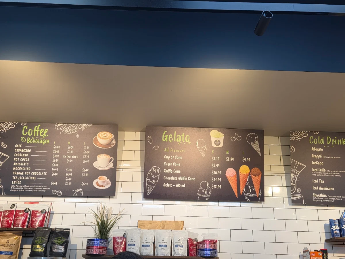Menu, Casa di Moni Café and Gelato