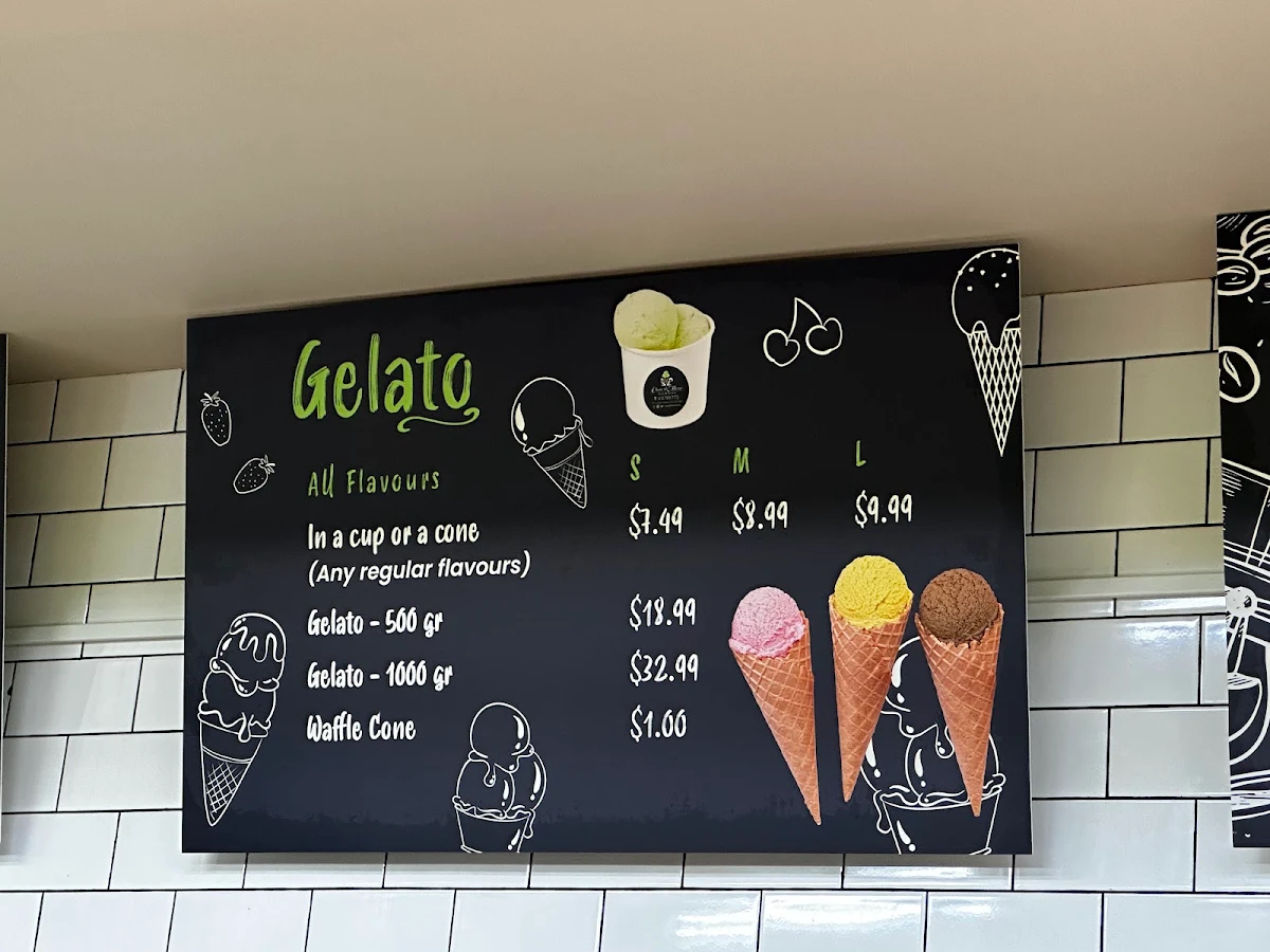Menu, Casa di Moni Café and Gelato