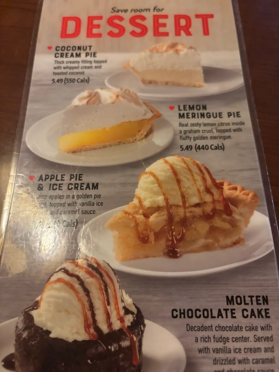 Menu, Swiss Chalet
