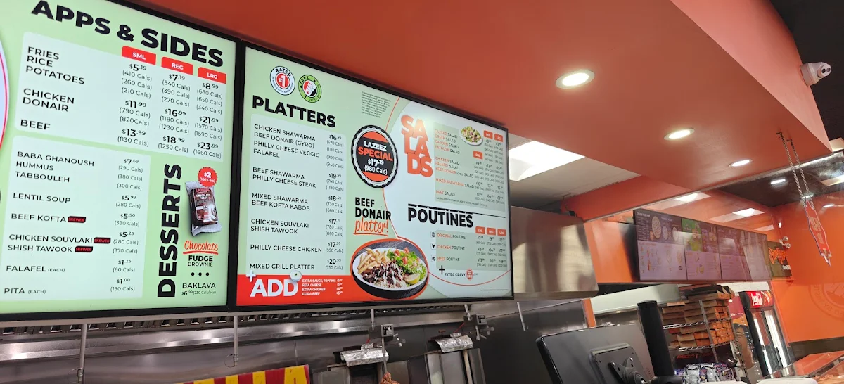 Menu, Lazeez Shawarma