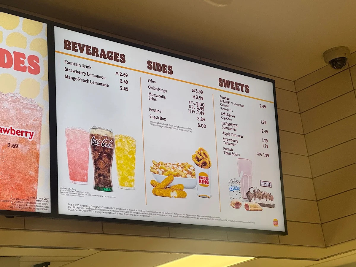 Menu, Burger King