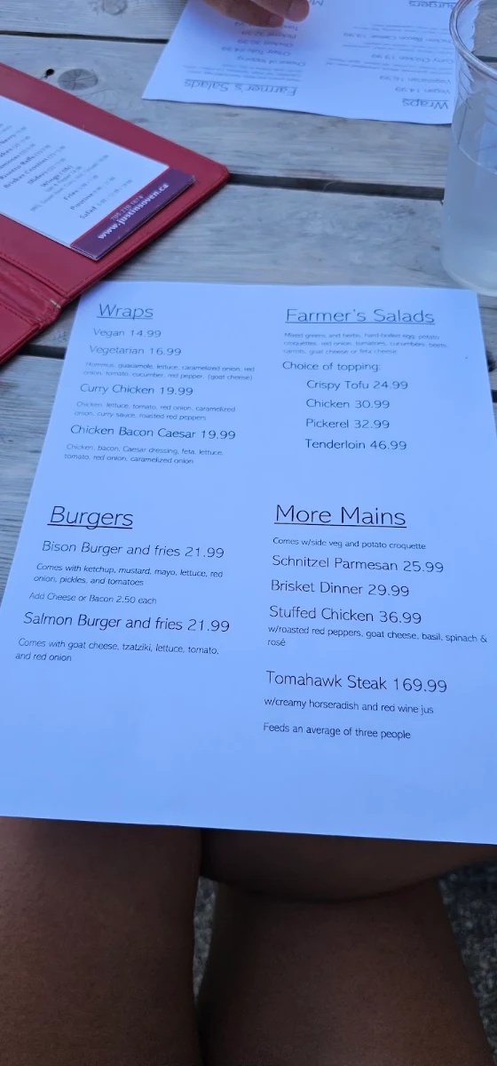 Menu, Justin's Oven