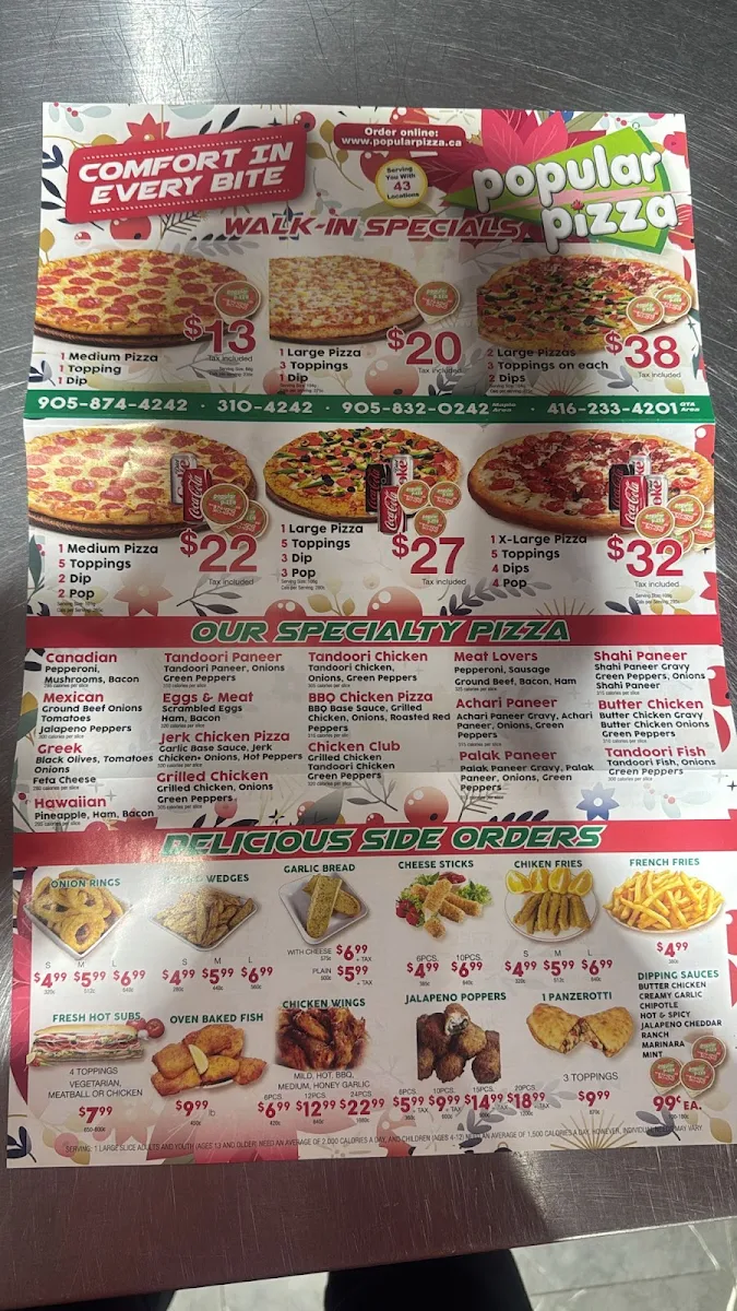 Menu, Popular Pizza Oshawa