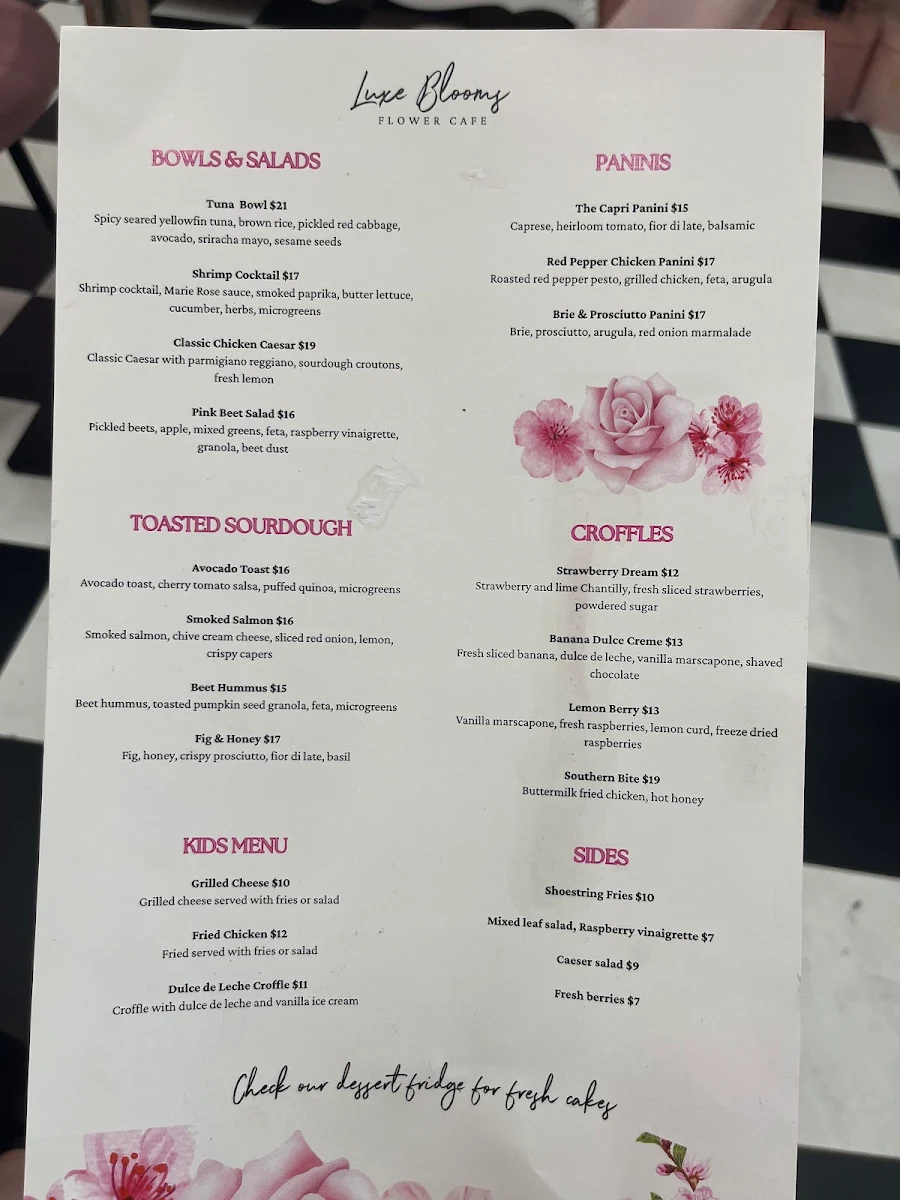 Menu, Luxe Blooms